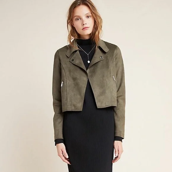 Anthropologie Sueded Moto Jacket L - Picture 3 of 12